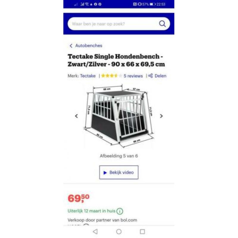 Hondenbench transportbench 90x66x69,5