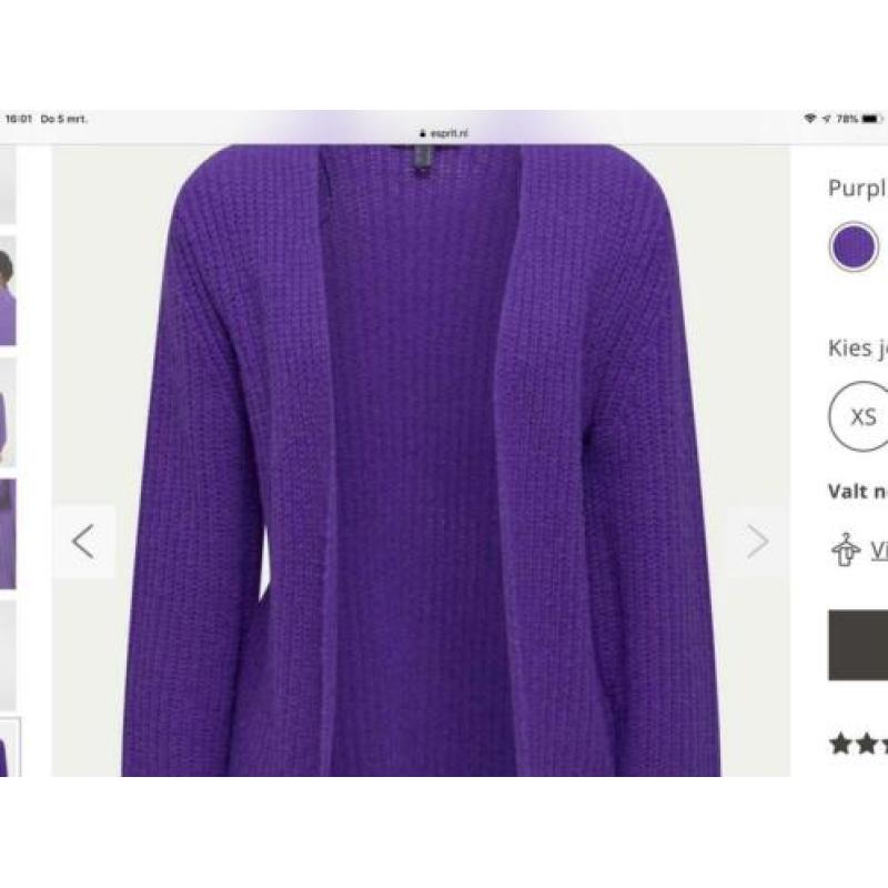 Esprit twinset in mooie kleur paars in maat L/XL.