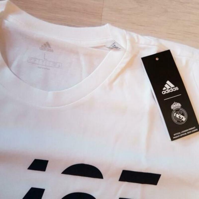 Real Madrid Adidas shirt maat L wit zwart