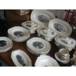 6 persoons eet+koffieservies societe ceramique landschap