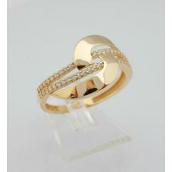 Brede 14 karaat Gouden Dames Ring met Witte Safieren M18