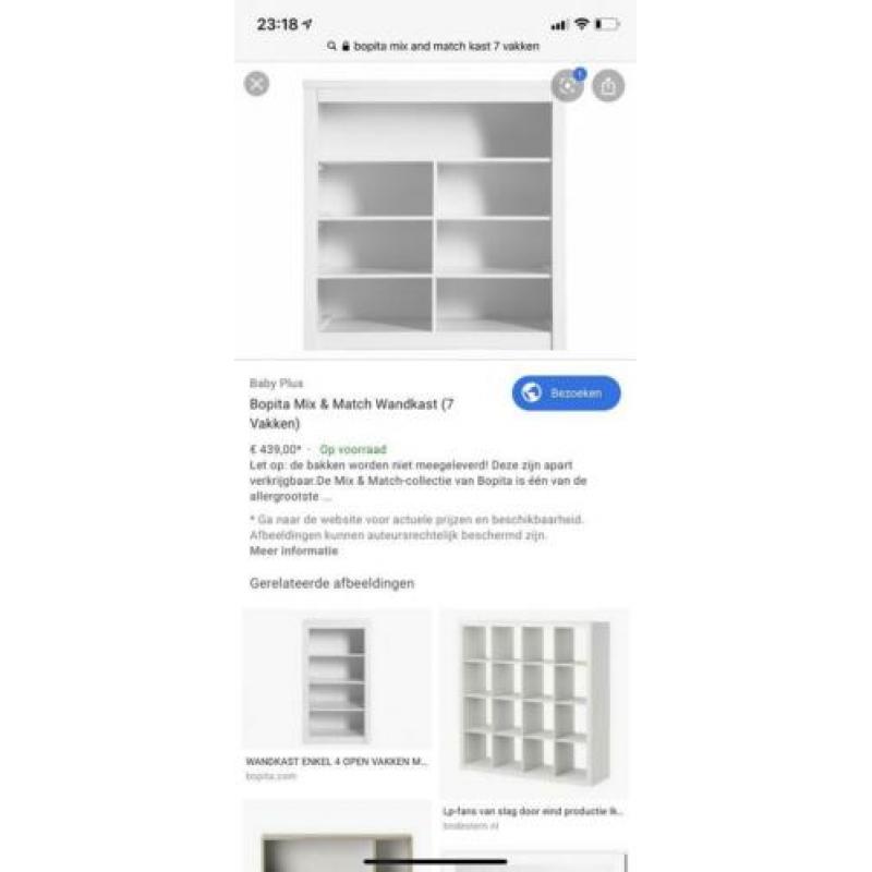 Bopita Mix en Match wandkast 7 vakken WIT met 3 bakken