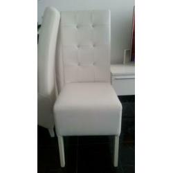 Wit lak Eettafel met 6 stoelen