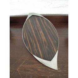 Dienblad ovaal hout met zilverkleur