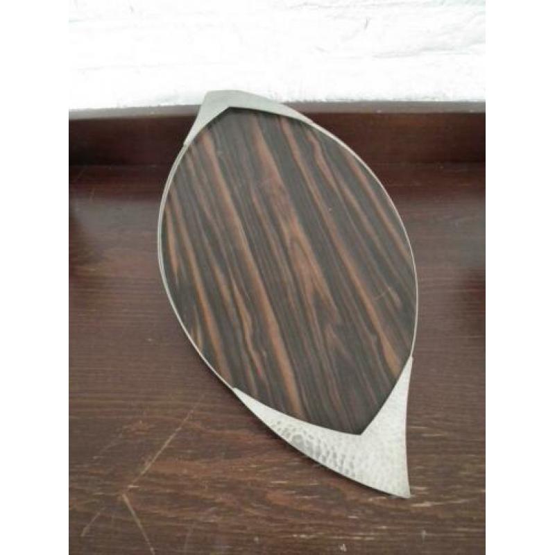 Dienblad ovaal hout met zilverkleur