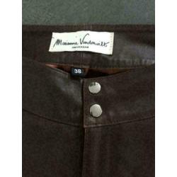 B1323 Vanderwilt: bruin leren broekrok rok broek Maat 34/36