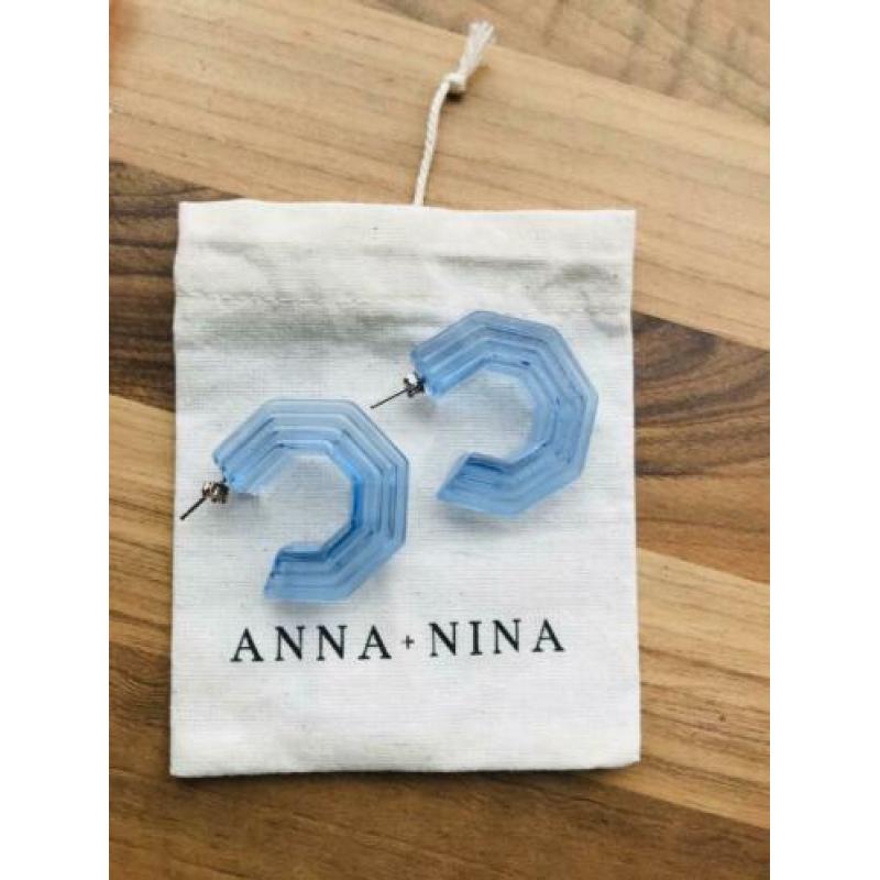 Anna Nina oorbellen zilver 925 nieuw paar blauw