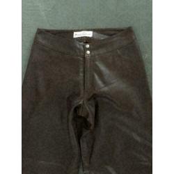 B1323 Vanderwilt: bruin leren broekrok rok broek Maat 34/36