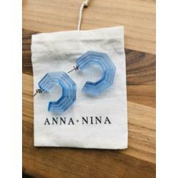 Anna Nina oorbellen zilver 925 nieuw paar blauw
