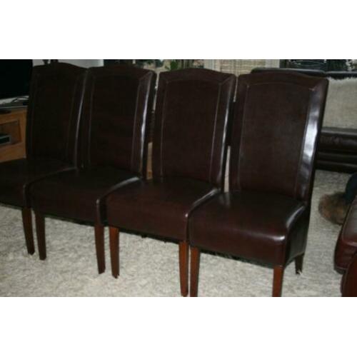 4 Leren Eetkamerstoelen