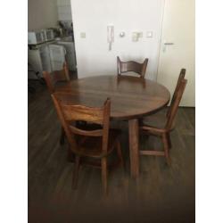 ronde eiken eettafel