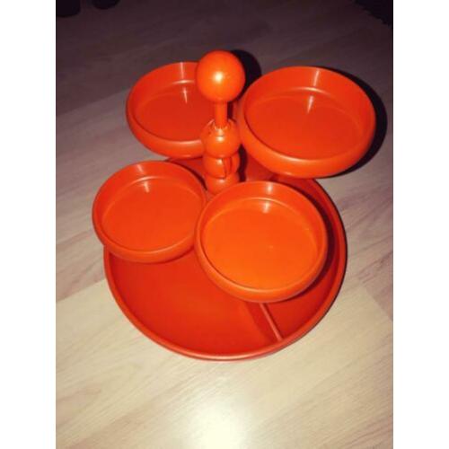Snack toren schaal oranje Emsa vintage retro