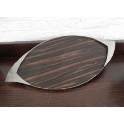 Dienblad ovaal hout met zilverkleur