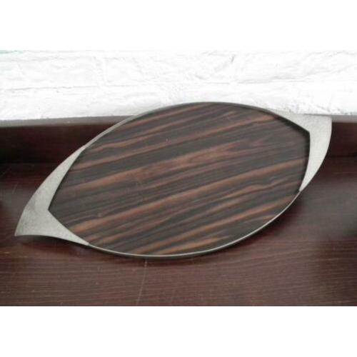 Dienblad ovaal hout met zilverkleur
