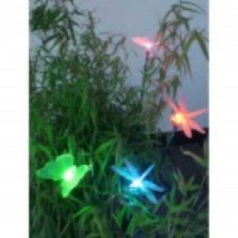 Set (2 stuks) Libelle en Vlinder op zonne energie