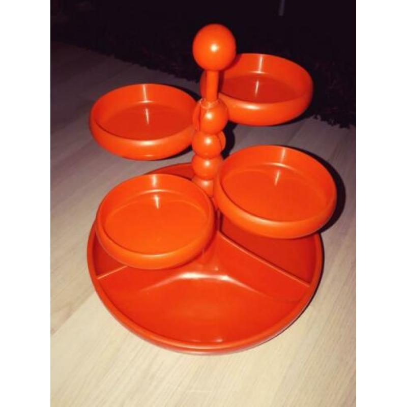 Snack toren schaal oranje Emsa vintage retro