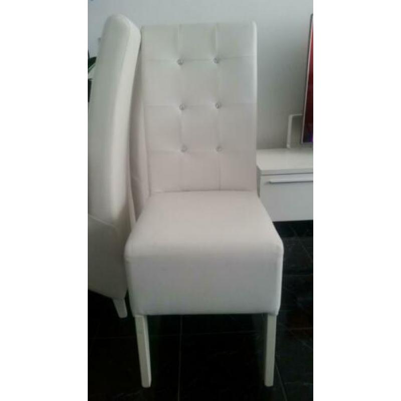 Wit lak Eettafel met 6 stoelen