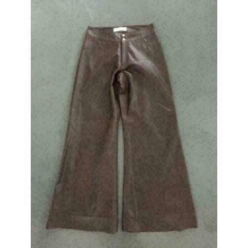 B1323 Vanderwilt: bruin leren broekrok rok broek Maat 34/36