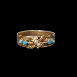 14 Karaat Goud Ring Antiek Turquoise Parels