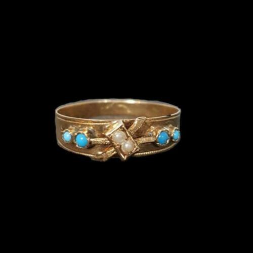 14 Karaat Goud Ring Antiek Turquoise Parels