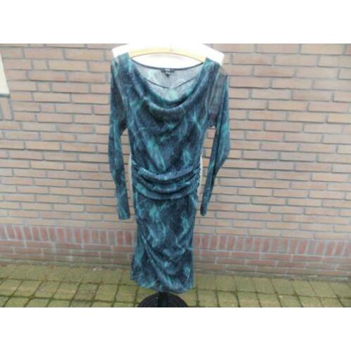 Mexx jurk, jaguard motief, mouwen doorschijnend mt 40