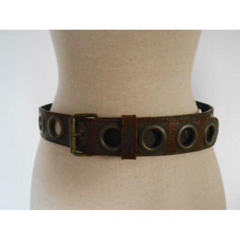 nieuwe leren aparte donker bruine riem 100 cm X 4,5 cm