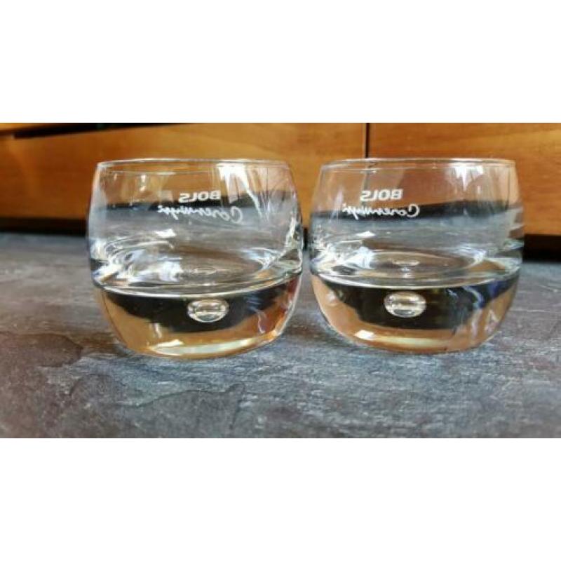 2 leuke Bols corenwijn jenever amuse glaasjes borrelglas