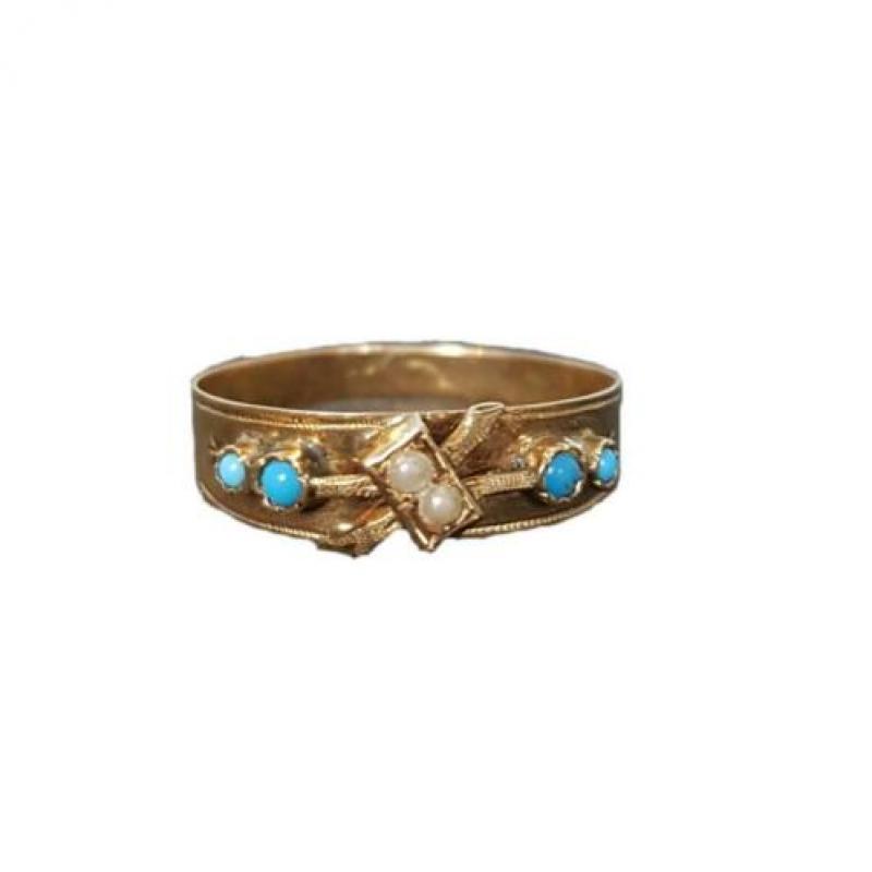 14 Karaat Goud Ring Antiek Turquoise Parels