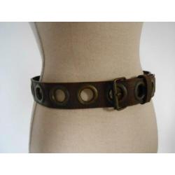 nieuwe leren aparte donker bruine riem 100 cm X 4,5 cm