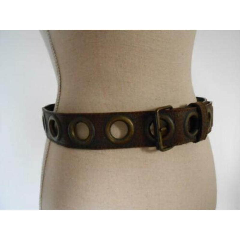 nieuwe leren aparte donker bruine riem 100 cm X 4,5 cm