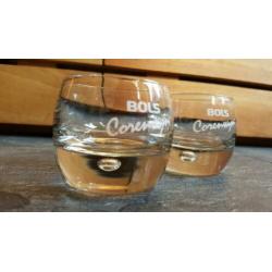 2 leuke Bols corenwijn jenever amuse glaasjes borrelglas
