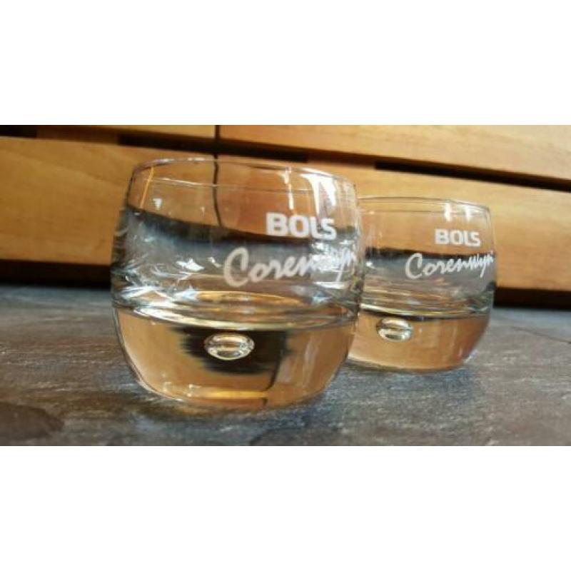 2 leuke Bols corenwijn jenever amuse glaasjes borrelglas