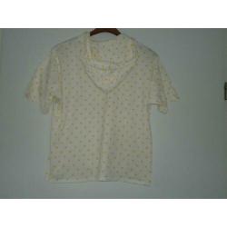 shirt mt l wit met gele bolletjes