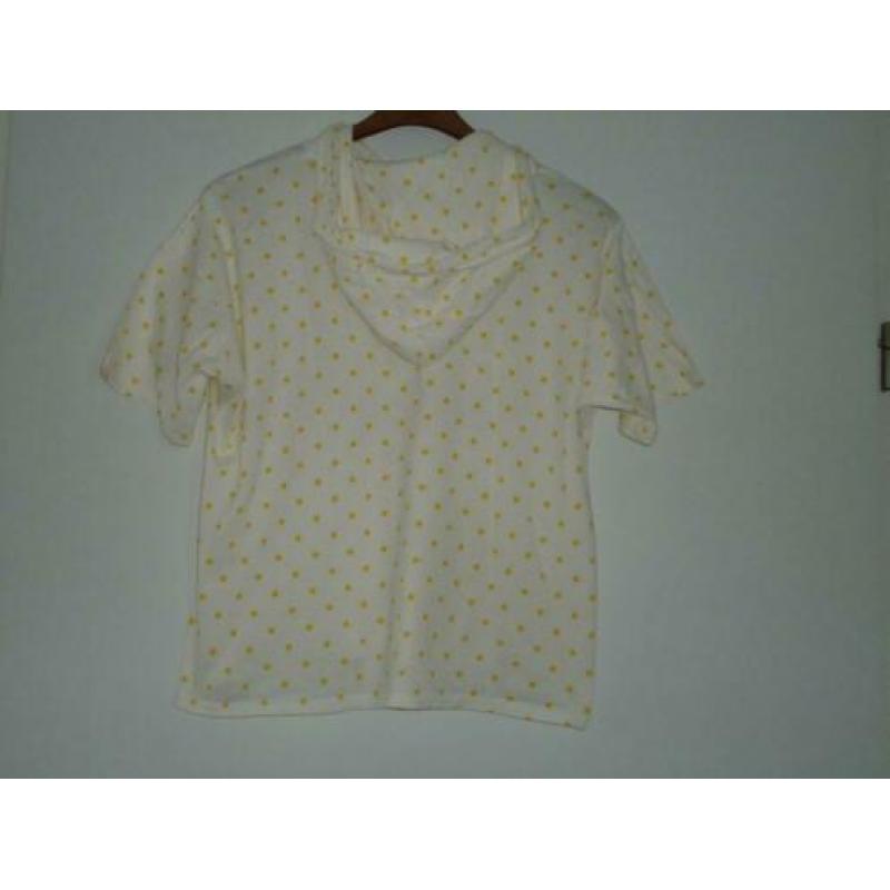 shirt mt l wit met gele bolletjes