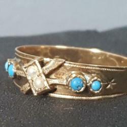 14 Karaat Goud Ring Antiek Turquoise Parels