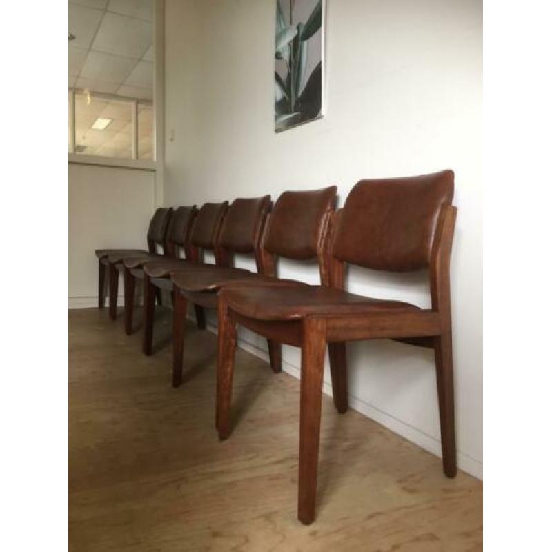 6 vintage stoelen | TOP FORM stoelen bruin skai