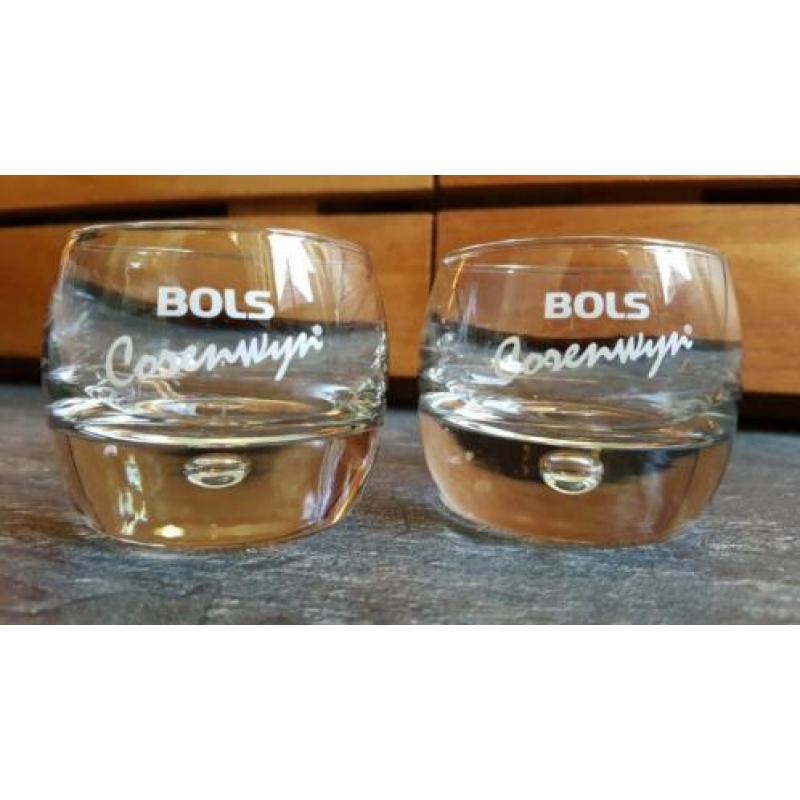 2 leuke Bols corenwijn jenever amuse glaasjes borrelglas