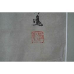 Aquarel Bamboe met karakters gesigneerd Japans/Chinees?