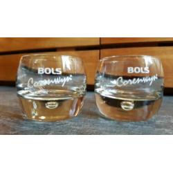 2 leuke Bols corenwijn jenever amuse glaasjes borrelglas