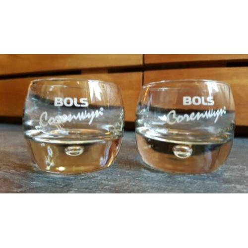 2 leuke Bols corenwijn jenever amuse glaasjes borrelglas