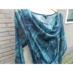 Mexx jurk, jaguard motief, mouwen doorschijnend mt 40