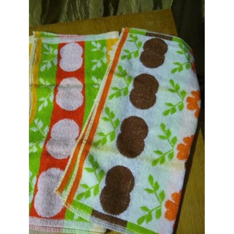 3 retro keuken doeken geel groen oranje handdoek