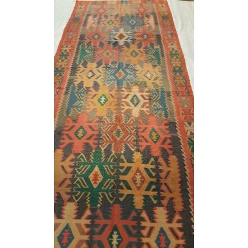 Antiek Shirvan kelim 394 x 146/Perzisch tapijt/Kleed/Loper