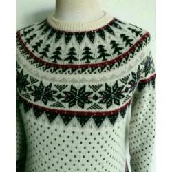 Atmosphere Noorse print knitted trui S 36 Ecru 80% Wol