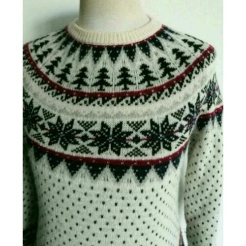 Atmosphere Noorse print knitted trui S 36 Ecru 80% Wol