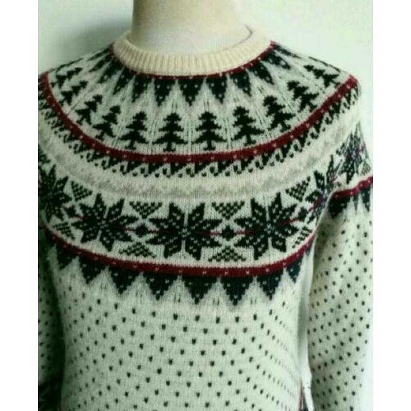 Atmosphere Noorse print knitted trui S 36 Ecru 80% Wol