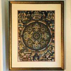 Mandala thanka nepal tibet handgeschilderd in lijst