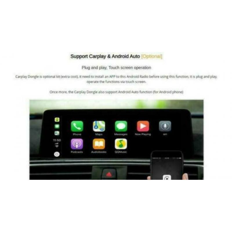 BMW 3serie F30 4serie F31 navigatie android 9 carplay dab+