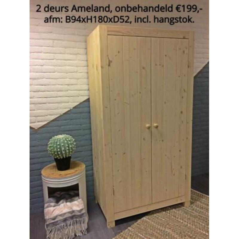 Blankhouten eenpersoonsbed Jannes 90x200/210/220 cm lang.