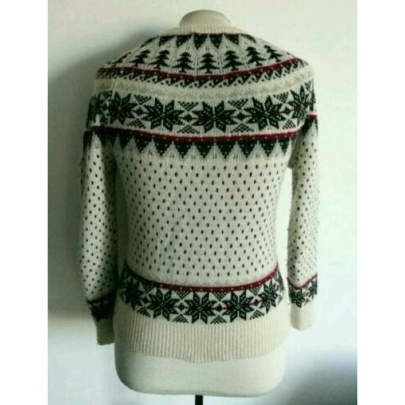 Atmosphere Noorse print knitted trui S 36 Ecru 80% Wol